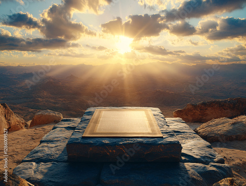 Hyper-realistic biblical scene featuring an ancient scroll