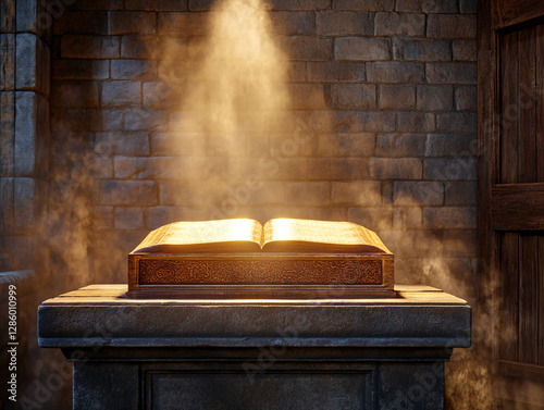 Hyper-realistic biblical scene featuring an ancient scroll