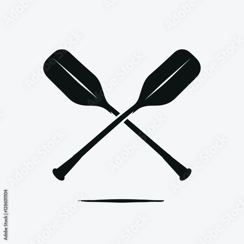 Vintage Nautical Crossed Oars Icon - Minimalist Silhouette Design