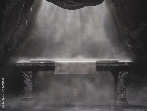 Hyper-realistic biblical scene featuring an ancient scroll