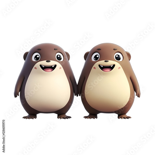 Two moles with varying colors and expressions on a transparent background.