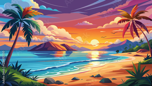 panoramic sea skyline beach amazing sunrise beach landscape panorama of tropical beach seascape horizon abstract colorful sunset sky light tranquil relax summer seascape freedom wide angle