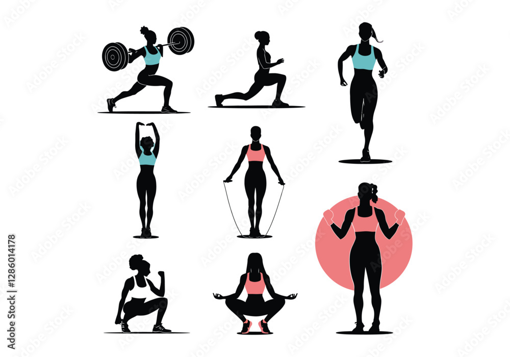 Fototapeta premium Fitness Vector Illustrations: Workout Exercise Graphics