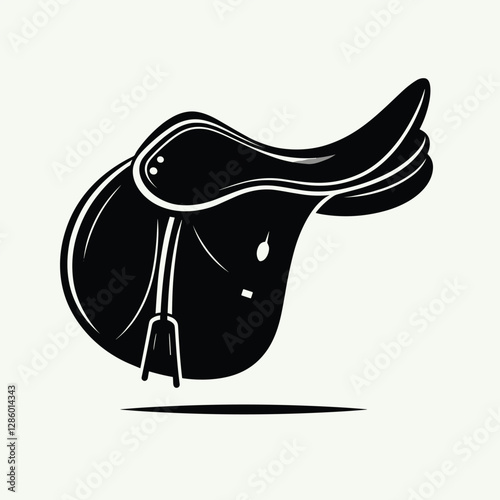 Minimalist Horse Saddle Icon in Black and White Illustration