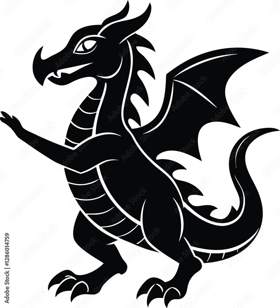 Fototapeta premium Dragon silhouette vector illustration
