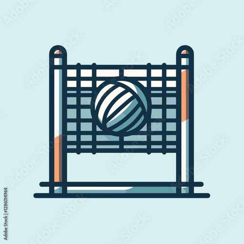 Stylized Volleyball Net and Ball Illustration in Flat Design