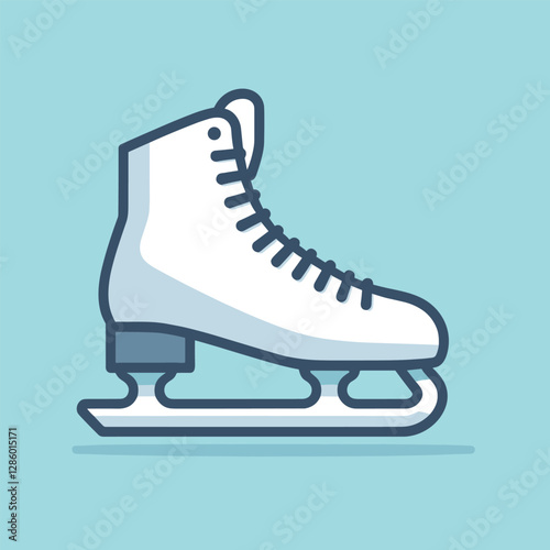 Ice Skate Icon in Flat Illustration Style on Blue Background