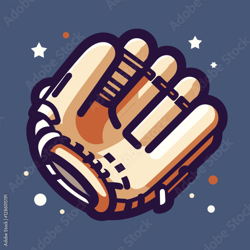 Baseball Glove Cartoon Illustration in Outer Space Theme