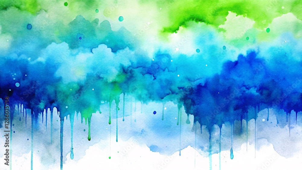 Fototapeta premium Vibrant Watercolor Sky with Dripping Hues
