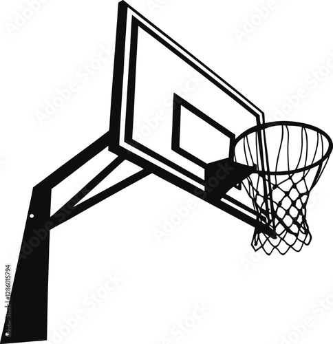 Basketball hoop silhouette vector illustration, perfect for sports designs, basketball-themed logos, t-shirts, posters, and athletic branding. Ideal for basketball fans and enthusiasts.

