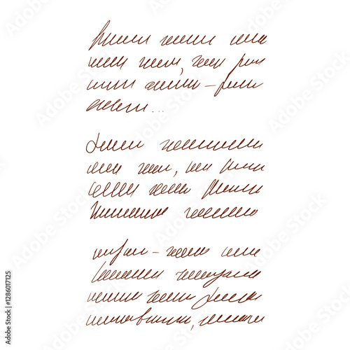 Handwritten scribble poem letter. Freehand text verse note. Unreadable doodle rough draft write by pen isolated on white background. Illegible cursive script message. Vector hand drawn illustration.