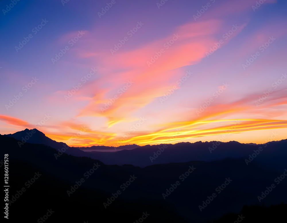 Fototapeta premium Majestic Mountain Sunset Landscape Breathtaking View Scenic Nature Photography