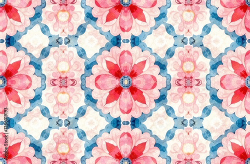 Seamless pattern, Korean national ornament in pastel colours, floral pattern 