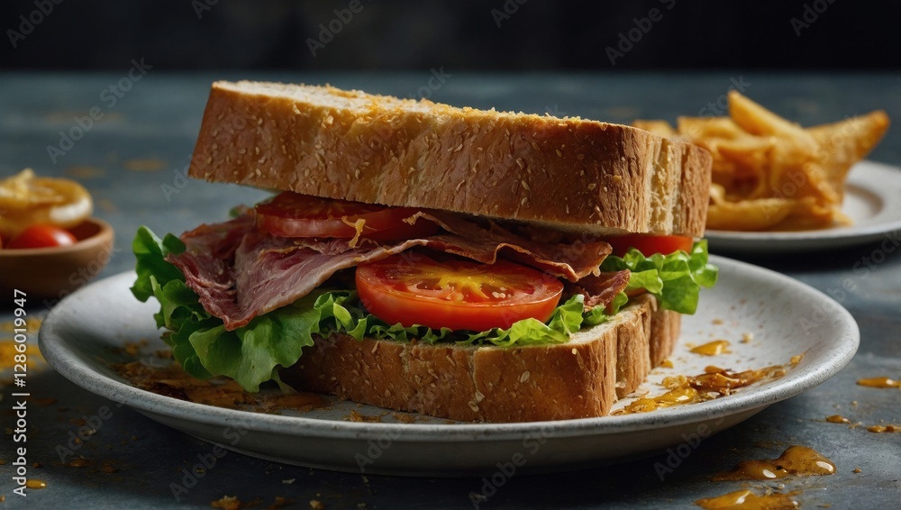 Ham sandwich on a plate Ham sandwich on a plate