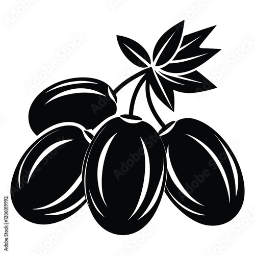 Arab date fruits black silhouette