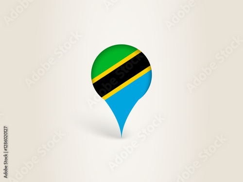Pin Icon with Tanzania National Flag.
