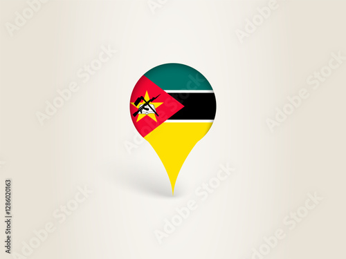 Free Download Pin Icon with Mozambique National Flag. - GFXLoad