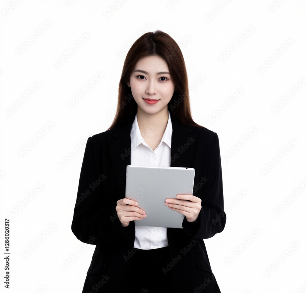 business woman holding tablet business woman holding tablet