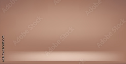Studio simple brown background. Light neutral wall product room. Minimal pastel table scene. Empty desk and wall stage for beauty presentation. Vector mocha mouse gradient. Banner template.