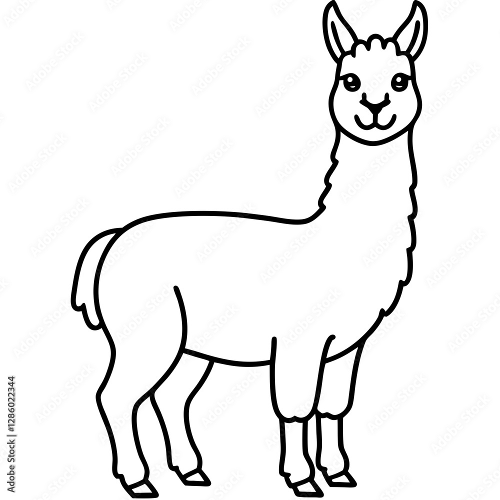 Clean & Simple Llama Line Art Vector Clean & Simple Llama Line Art Vector