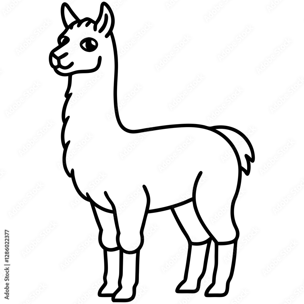 Clean & Simple Llama Line Art Vector Clean & Simple Llama Line Art Vector