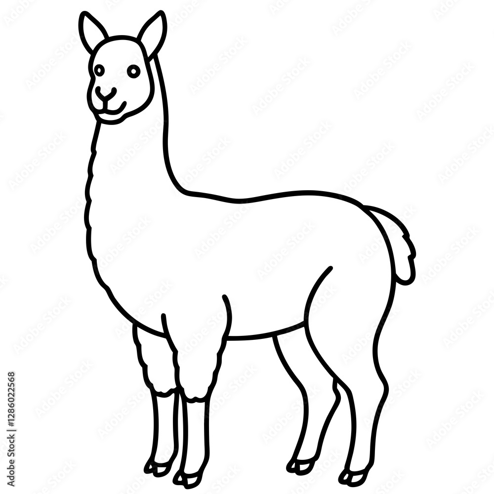 Clean & Simple Llama Line Art Vector Clean & Simple Llama Line Art Vector