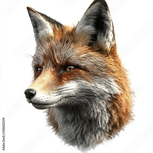 Detailed Fox Head Clipart with Brush Strokes in Realistic Style photo