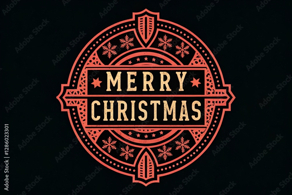 Obraz premium vintage style label Merry Christmas