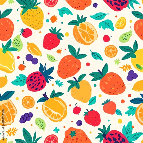 Vibrant Fruit Pattern: A Delightful Summer Design