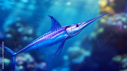 animation of marlin fish in the ocean