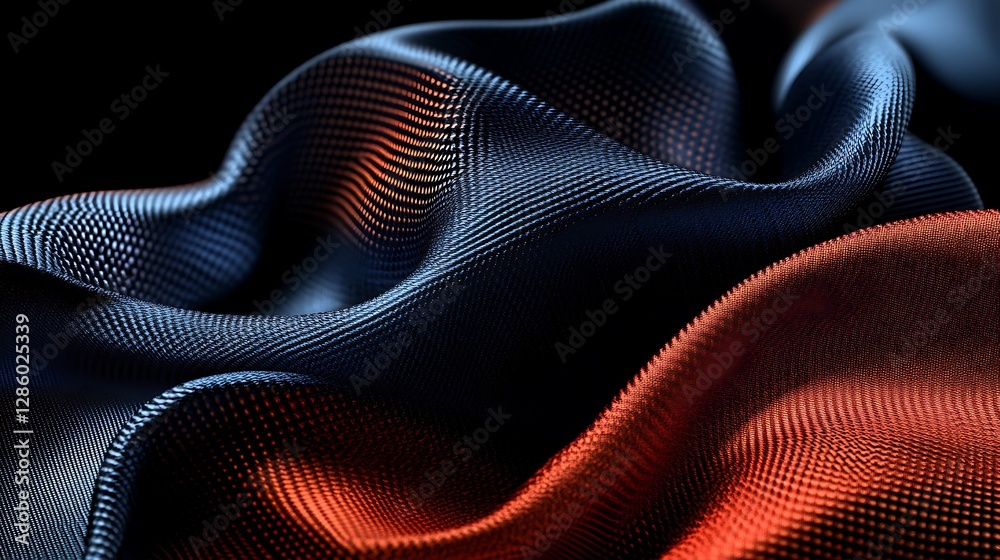Abstract 3D Render: Blue and Orange Fabric Drape AI Generated Abstract 3D Render: Blue and Orange Fabric Drape AI Generated
