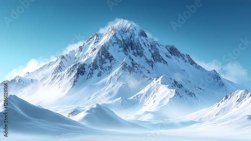 Wallpaper Mural Towering Snowcapped Mountain Peak Against Crisp Blue Sky Landscape Torontodigital.ca