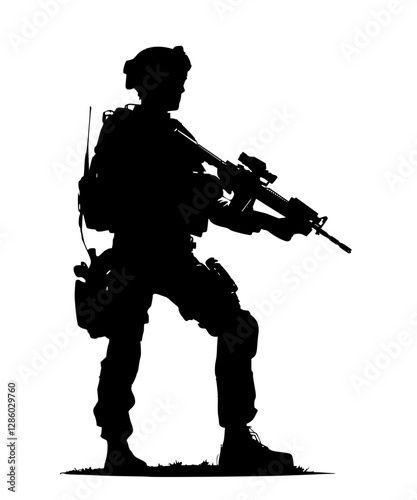 silhouette of a soldier holding carbine rifle