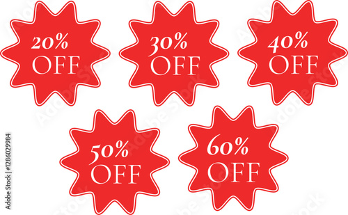 Sale tags collection. Special offer, Mega sale, Super sale banner set. Set of vector red starburst