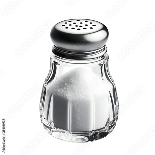 glass salt shaker isolated on white background