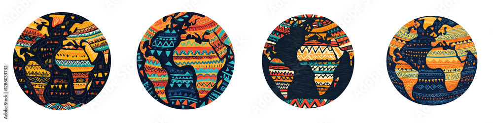 Vibrant Ethnic Tribal Pattern Digital with Abstract Geometric Shapes and Figures Colorful hand drawn style background with repeating motifs boho indigenous latin american inspired design Vibrant Ethnic Tribal Pattern Digital with Abstract Geometric Shapes and Figures Colorful hand drawn style background with repeating motifs boho indigenous latin american inspired design