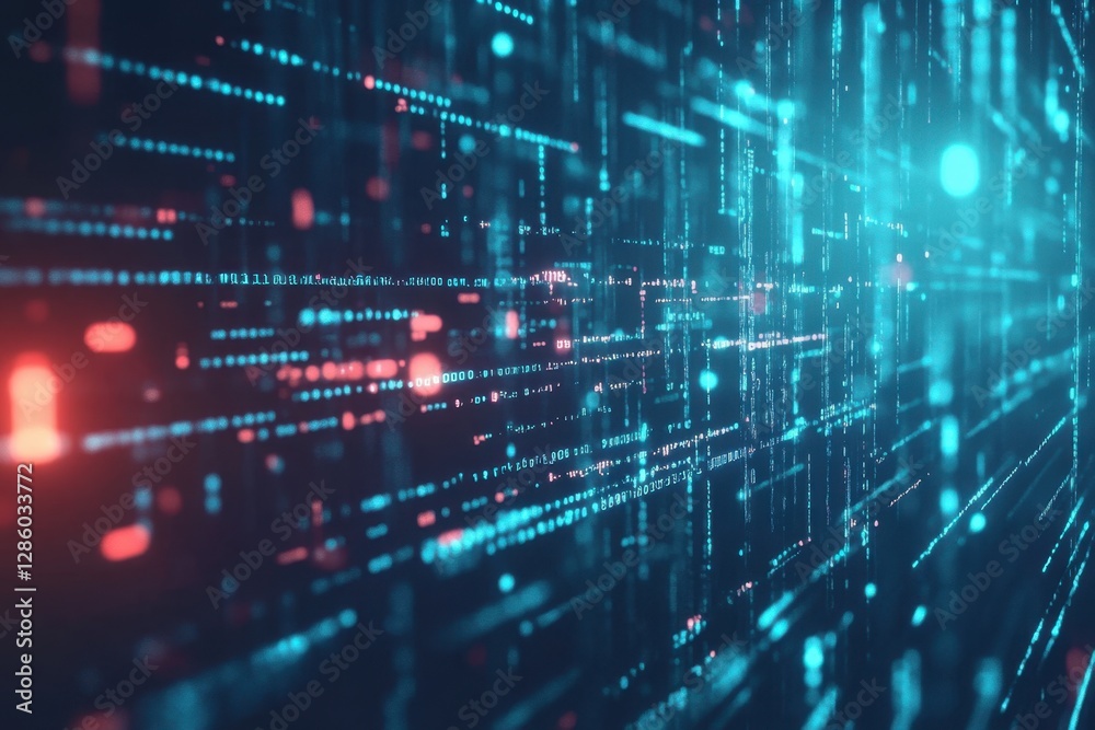 Vibrant digital streams of data flow through a futuristic landscape in a mesmerizing display of light and color. Generative AI Vibrant digital streams of data flow through a futuristic landscape in a mesmerizing display of light and color. Generative AI