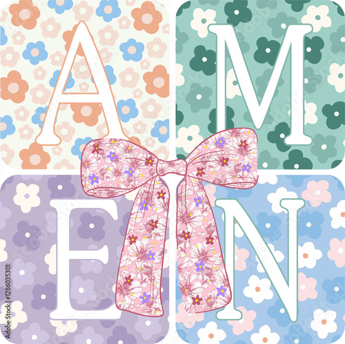 AMEN Christian Retro PNG, Faith-Based Inspirational Quote, Vintage Religious Sublimation