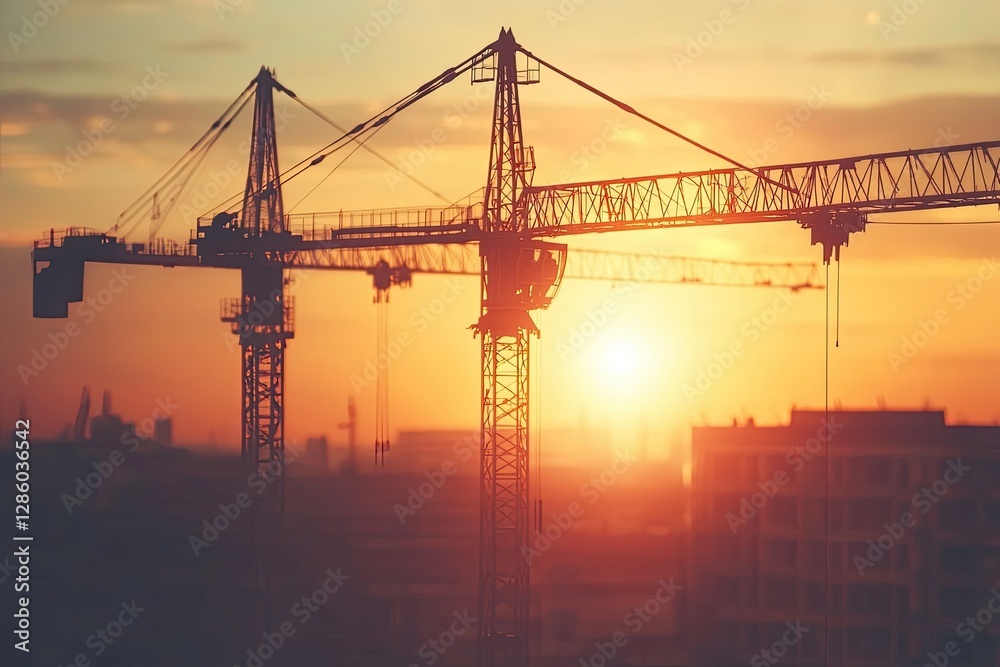 Clear Pixel Image of Construction Site with Cranes Clear Pixel Image of Construction Site with Cranes