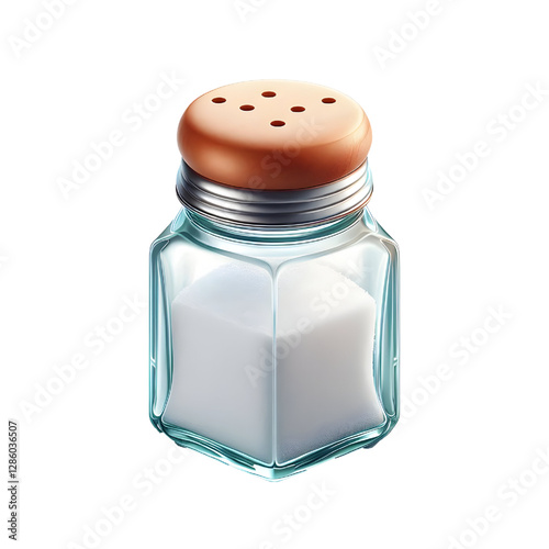 glass salt shaker isolated on white background