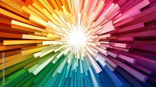 Colorful abstract radial geometric design. Possible use in digital art