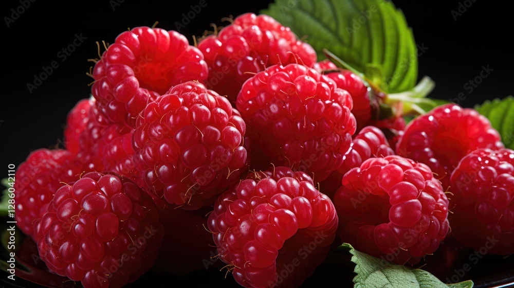 Juicy appetizing red raspberries on a dark background. Ripe fresh healthy berry. The topic of proper nutrition. Juicy appetizing red raspberries on a dark background. Ripe fresh healthy berry. The topic of proper nutrition.