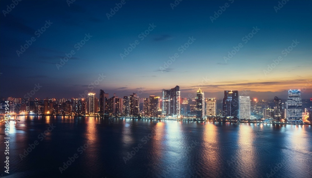 Obraz premium City lights blurred in spots Gives a modern and romantic atmosphere 