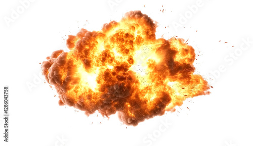 fire explotion isolated on white background PNG.AI GENERATED