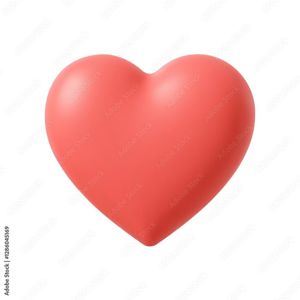Realistic 3d red heart with a matte finish on a plain white background vector illustration Realistic 3d red heart with a matte finish on a plain white background vector illustration