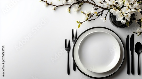 Elegant Table Setting with Blooming Branches