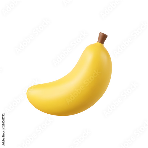 Realistic 3d cartoon banana with a matte finish on a plain white background vector illustration
