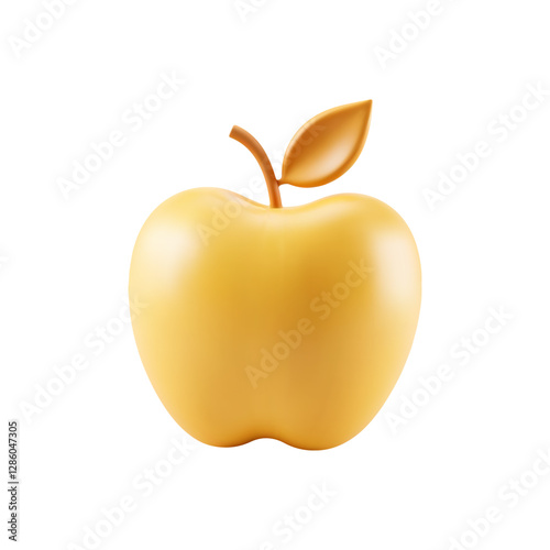 Realistic 3d golden apple with a matte finish on a plain white background vector illustration