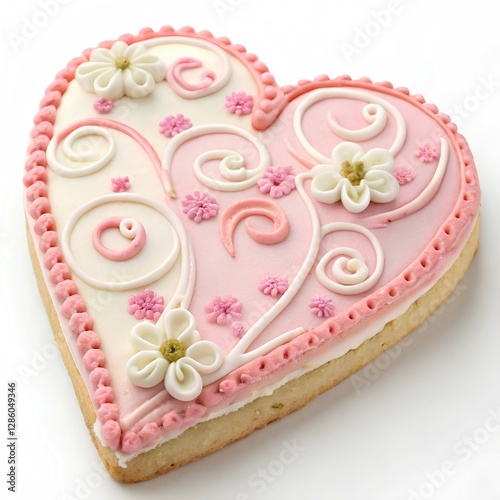 Sweet cookie decorated in the shape of a heart, isolated