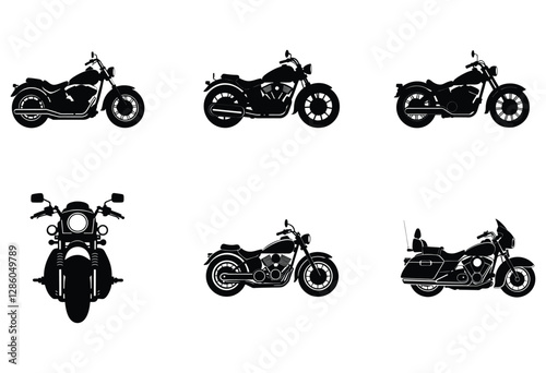 Set of Harley- Davidson motorcycle silhouette